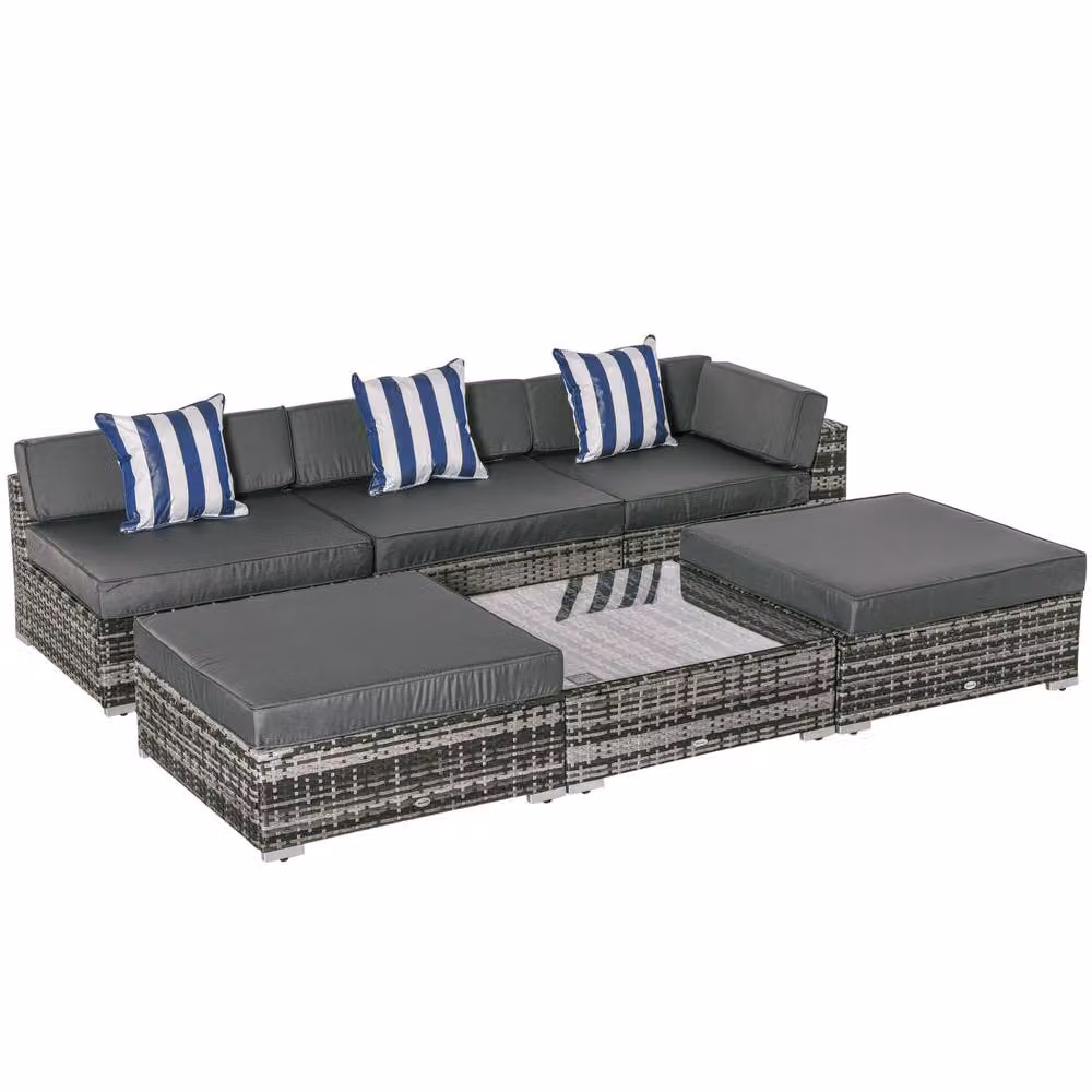 STILVORA 6-Piece Modern Sofa Set with Metal Frame in Grey – 4