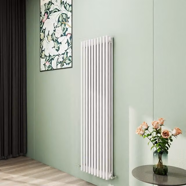 AicaBathroom Vertical Traditional Cast Iron Style 3 Column Radiator in White, H 150 cm x W 47 cm x D 47 cm