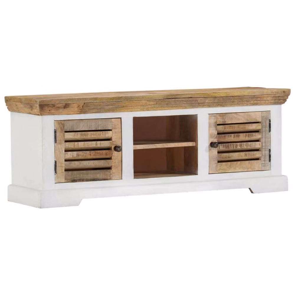 Berkfield Home Solid Mango Wood TV Cabinet in Brown, W/D/H: 110 x 30 x 40 cm – 2