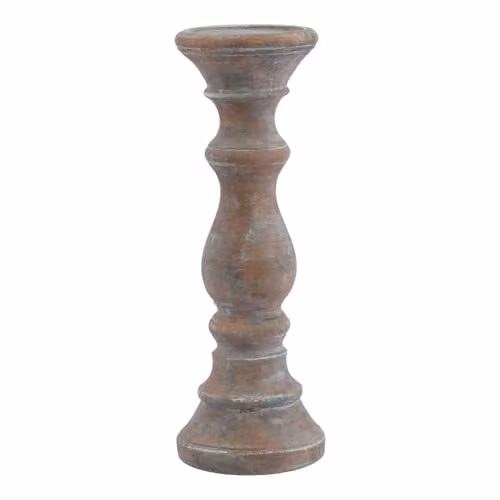 Love Lace Siena Ceramic Pillar Candle Holder, Brown, H 20 cm x W 10 cm x D 10 cm