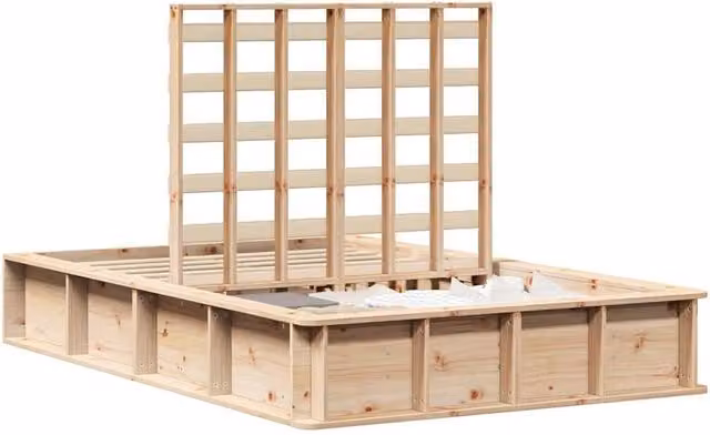 Berkfield Home Lift-Up Storage Bed Frame in Solid Pine, Beige, W/D/H: 140 x 200 cm – 1