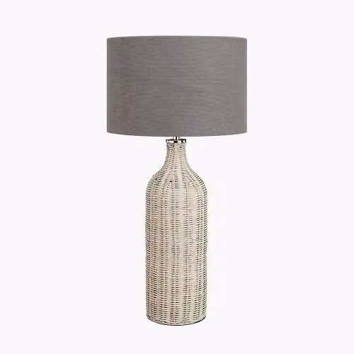 Ruma Rattan Bottle Table Lamp with Shade in Grey – 2