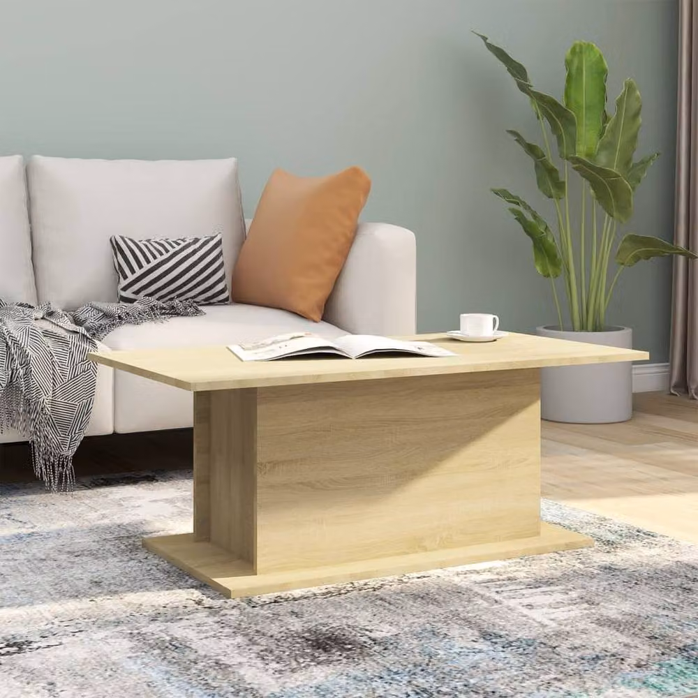 Berkfield Home Sonoma Oak Coffee Table in Beige, W: 102 cm, D: 55.5 cm, H: 40 cm – 2