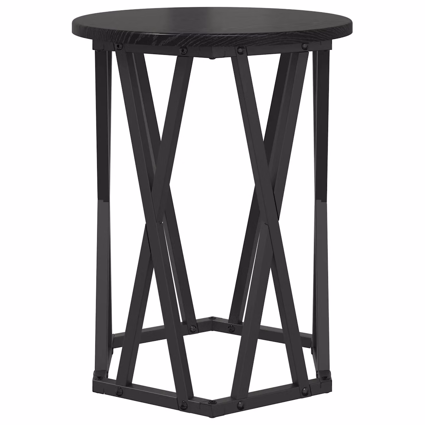 Berkfield Home Black Oak and Metal Modern Geometric Coffee Table with Round Nested Tops and X-Frame Design – 4