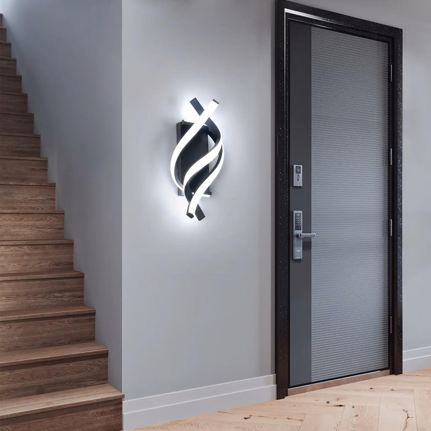 COMELY Modern Spiral LED Indoor Wall Light, 22W, Black, 6500K Cool White – 5