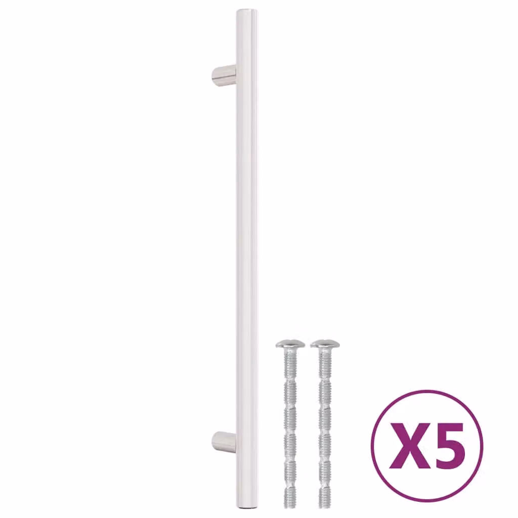Berkfield Home Brushed Silver Stainless Steel Bar Cabinet Handles, 5 Pack, Length: 192 mm – 2