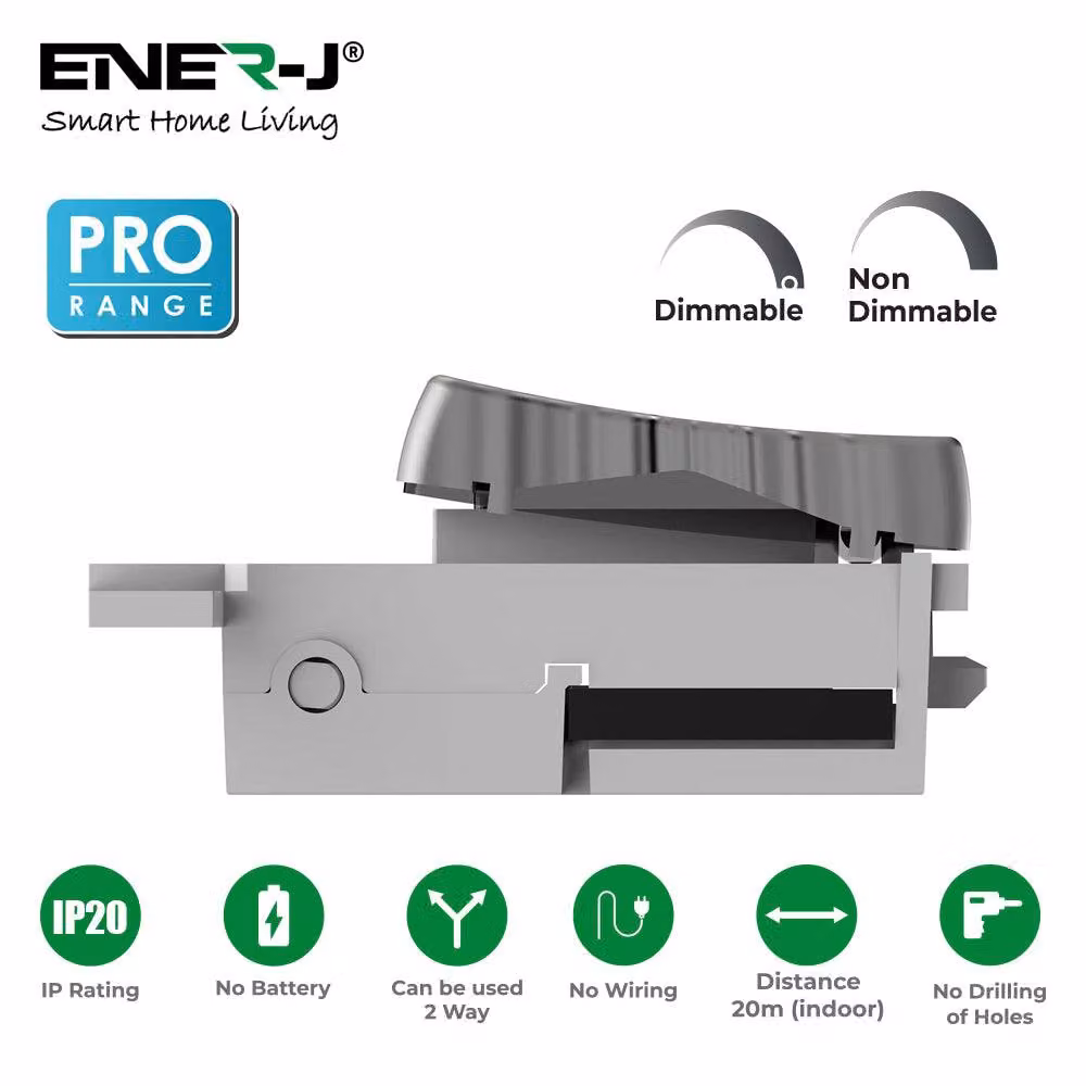 ENER-J Smart Control Grid Dimmer Switch in Satin Chrome Silver – 2