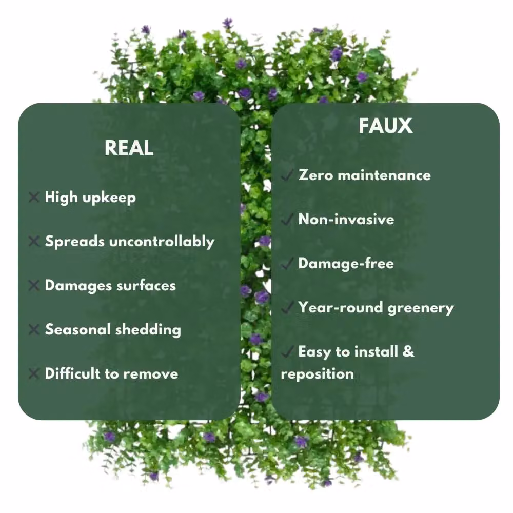Marco Paul Expanding Artificial Hedge with Purple Flowers in Green, W: 60 cm, H: 60 cm, D: 40 cm – 5