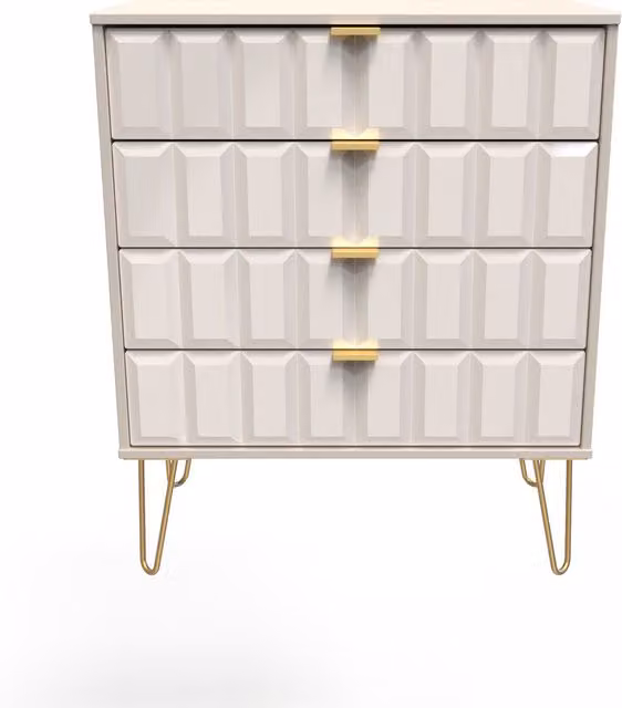 Ready Assembled 2 U Metro 4 Drawer Chest in Beige and Gold