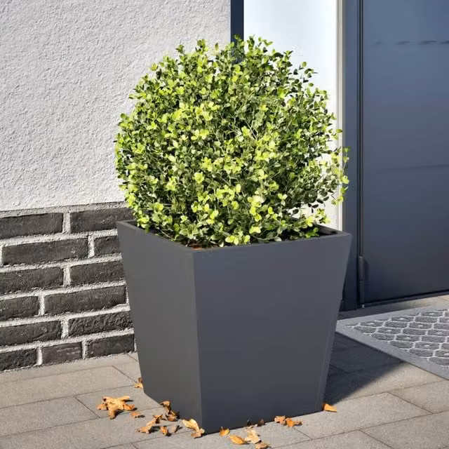 Berkfield Home Steel Garden Planter Tub in Anthracite and Black, W/D/H: 40 x 40 x 40 cm – 1