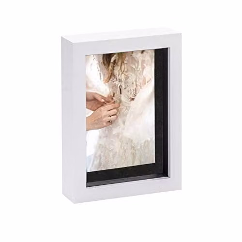 Nicola Spring Rectangular Single Tabletop Photo Frame in White and Black, W/H: 20 x 15 cm