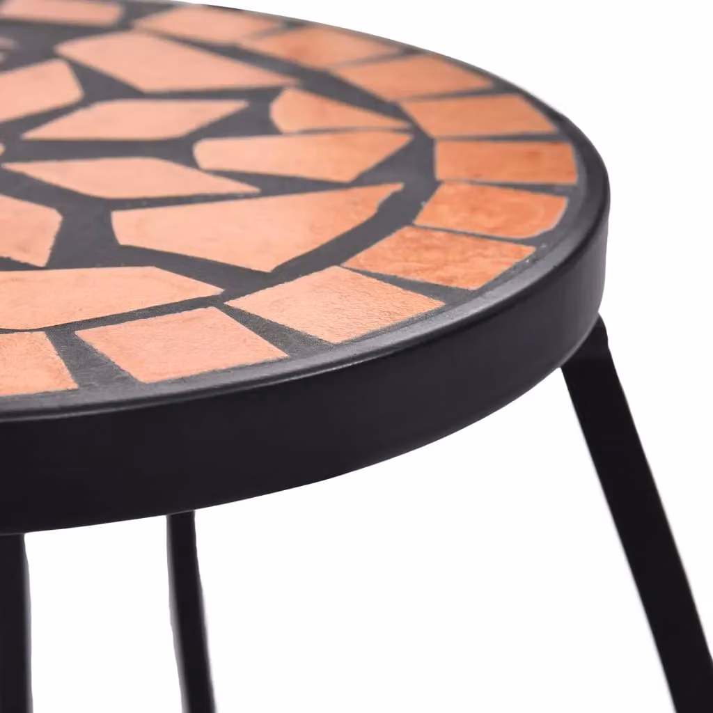 Berkfield Home Mosaic Set of 3 Terracotta Ceramic and Metal Tables in Brown – 3