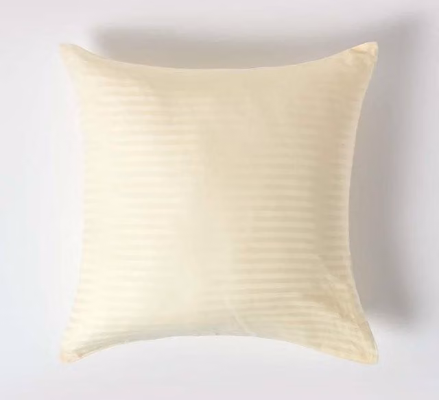 Homescapes Pastel Yellow Egyptian Cotton Euro Pillowcase with Zip, 60 x 60 cm, 330 TC Mako Satin Stripe