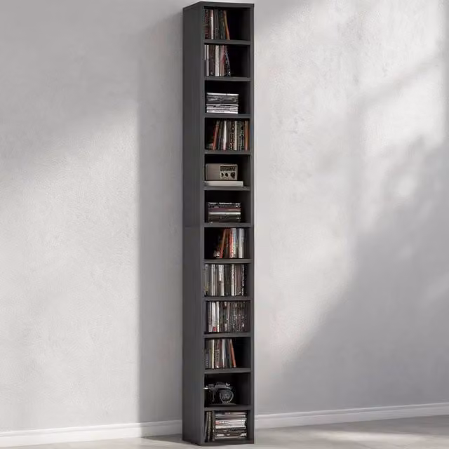 ERGOVEXA 204 CD Tall Narrow Media Storage Tower in Black