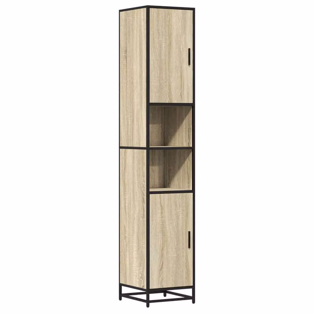 Berkfield Home Sturdy Sonoma Oak Bathroom Cabinet in Light Brown, W: 35 cm, D: 37.5 cm, H: 188.5 cm – 2