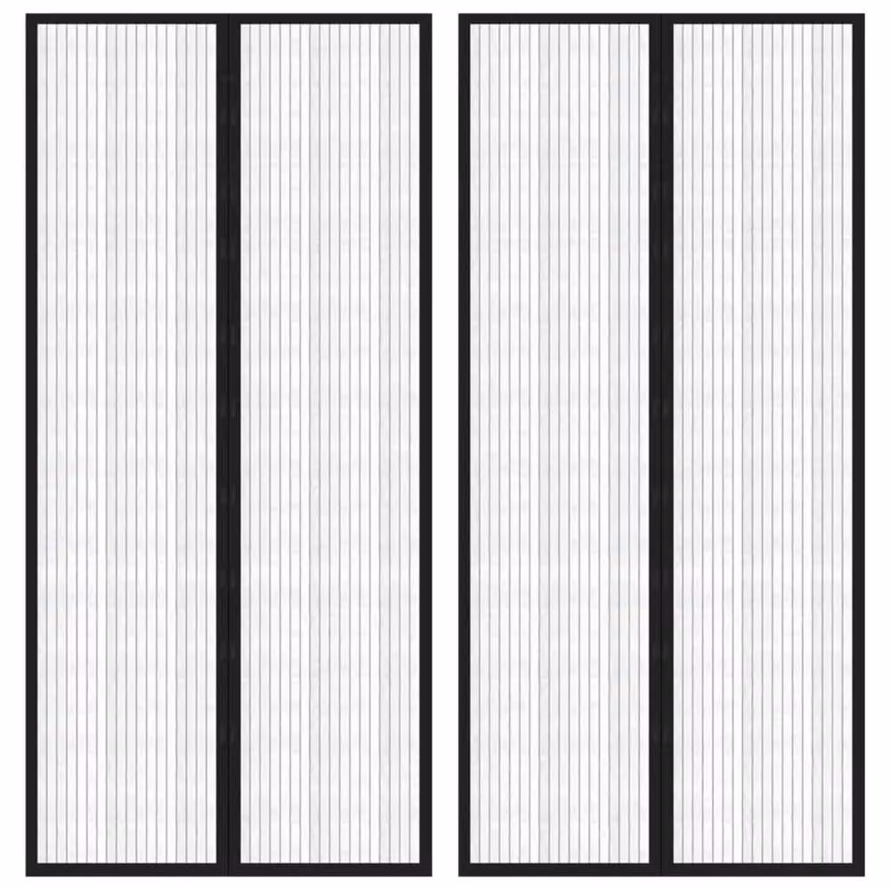 Berkfield Home Insect Door Curtains with Magnetic Blocks, Black, 2 Pack, W/H: 110 x 220 cm