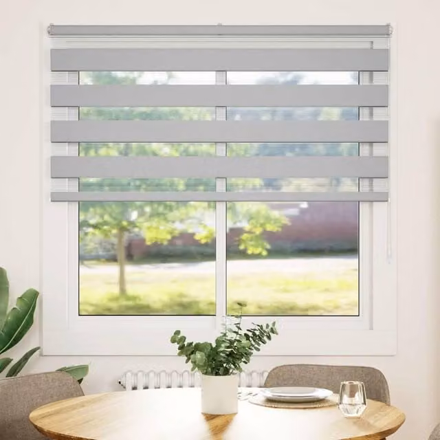 Berkfield Home Zebra Day and Night Blind in Grey Polyester, W: 145 cm, H: 100 cm