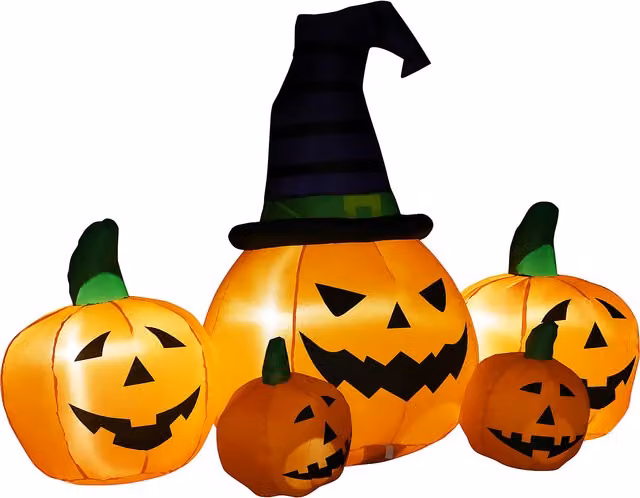 Outsunny 6ft Inflatable Halloween Large Pumpkin in Hat with Four Small Pumpkins, Orange LED Blow-Up Outdoor Decoration