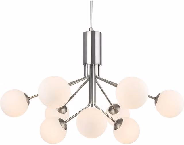 Firstlight Montana 9 Light Globe Fitting in Brushed Steel with Opal White Glass