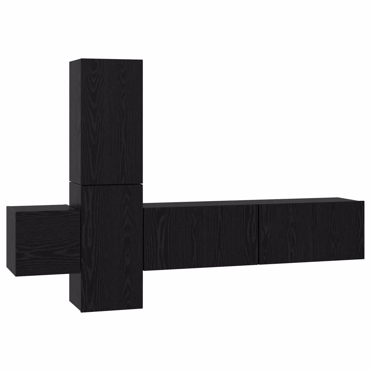 Berkfield Home Modern Wall-Mounted TV Cabinet with Shelves and Hinged Doors in Black Oak – 2