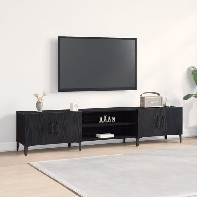 Berkfield Home Modern Black Oak TV Cabinet W/D/H: 180 x 31.5 x 40 cm – 1