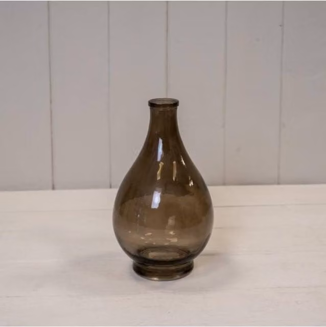 KDMD Medium Round Glass Bud Vase in Warm Grey