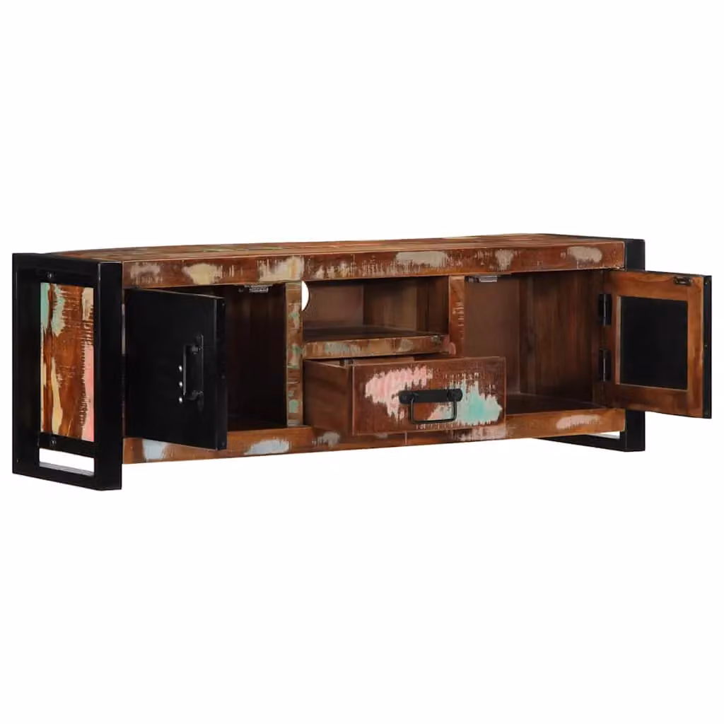 Berkfield Home Industrial Solid Reclaimed Wood TV Cabinet in Brown, W/D/H: 100 x 30 x 35 cm – 2