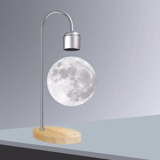 Leaper Style 2 LED 3D Printed Hovering Moon Light with Wireless Charger in White
