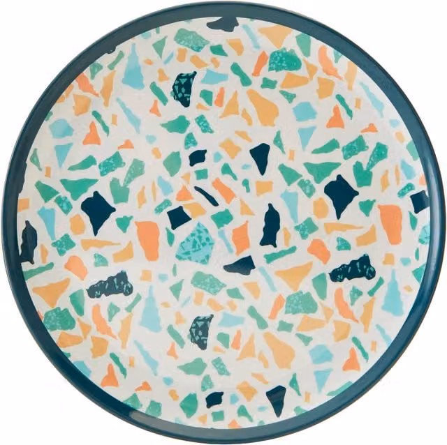 Orsina Assorted Terrazzo Melamine Side Plate, White and Multicolour Geometric Pattern