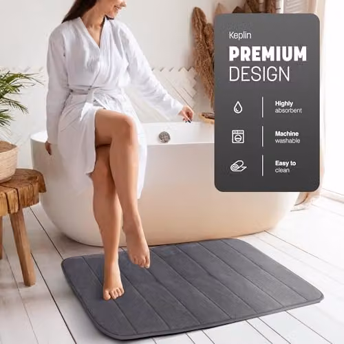Keplin Memory Foam Bath Mat, Grey, W: 50 cm, D: 80 cm – 3