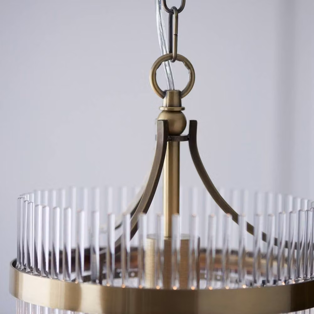 Netlighting Marietta Pendant Ceiling Light in Antique Brass with Clear Glass, E27, Height Adjustable – 2