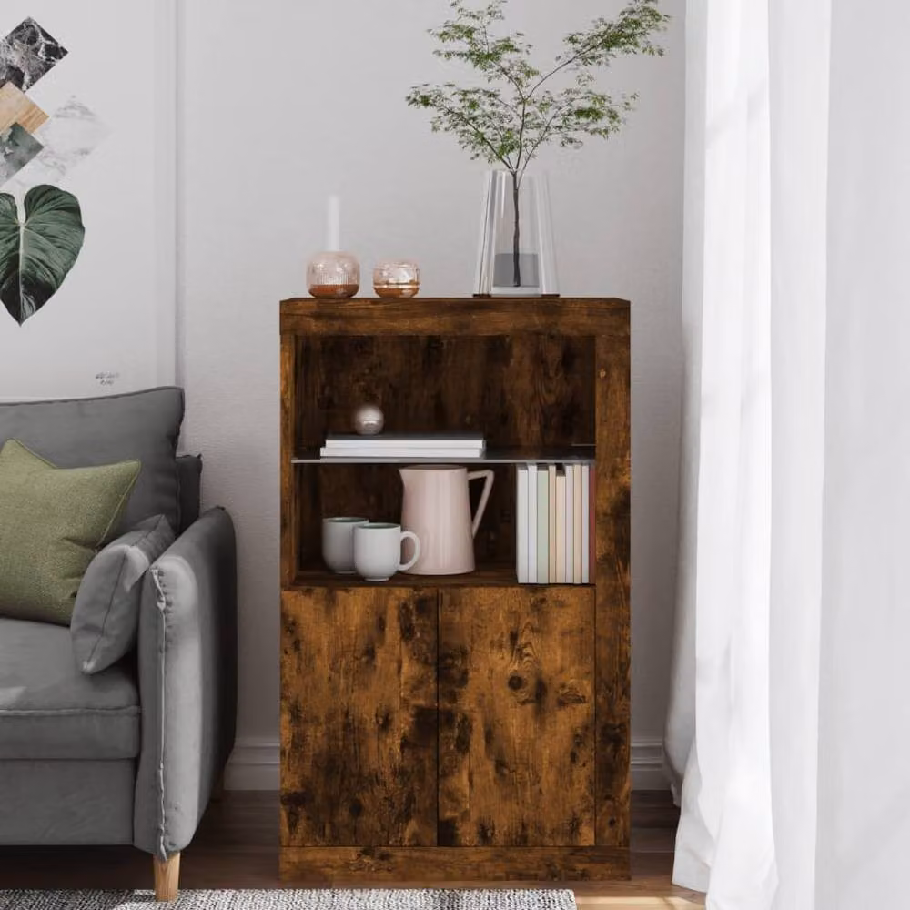 Berkfield Home Modern Side Cabinet in Smoked Oak with Integrated LED Lights, Brown – 3