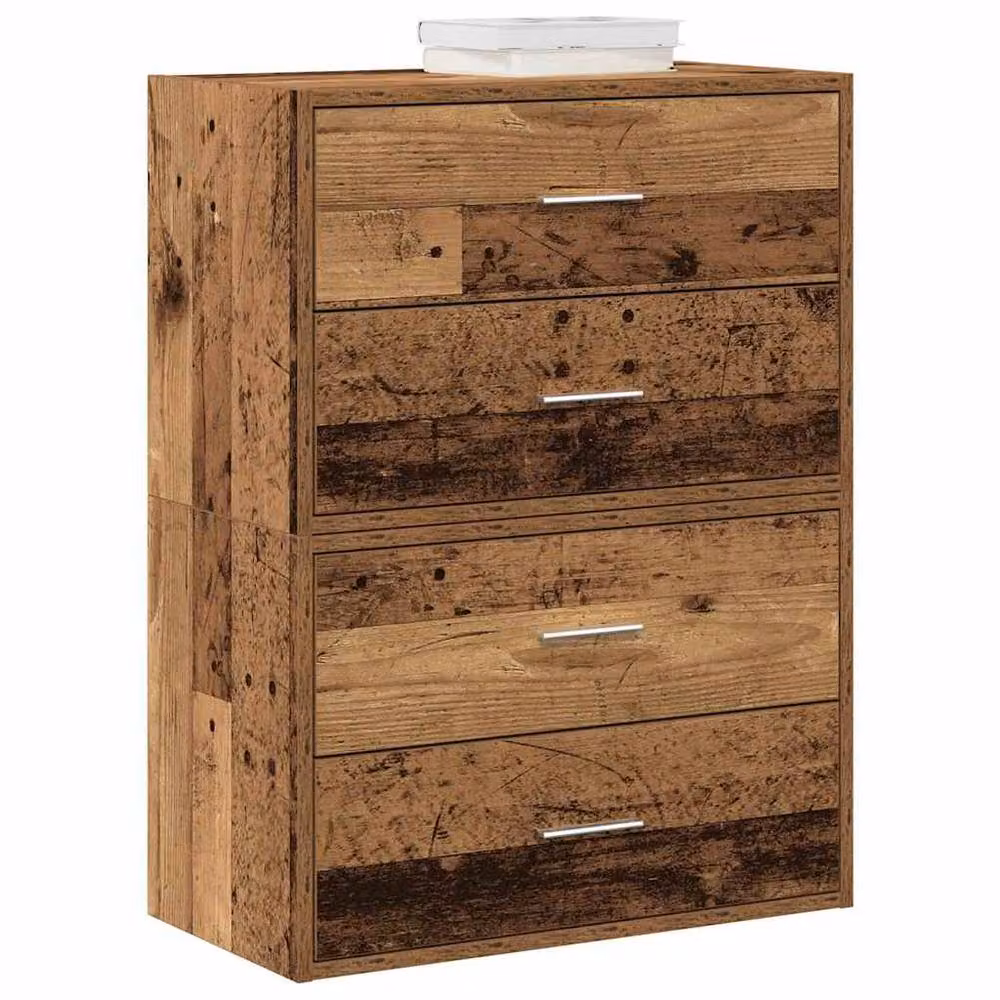 Berkfield Home Set of 2 Rustic Old Wood Cabinets with 2 Drawers in Brown, W/D/H: 60 x 31 x 40 cm – 2