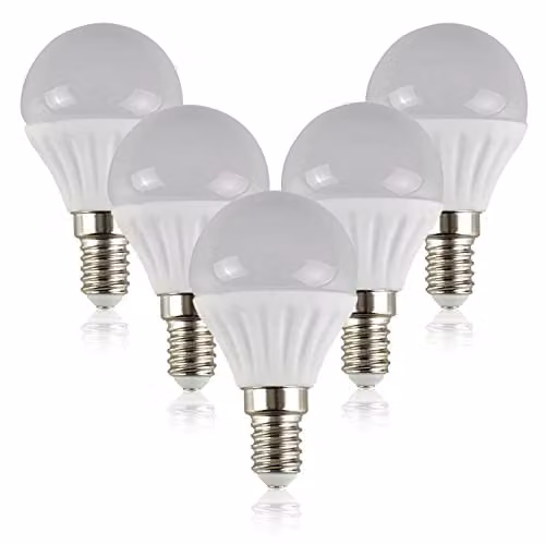 MiniSun Pack of 5 LED E14 Golfball Light Bulbs, 4W, 3000K Warm White – 1