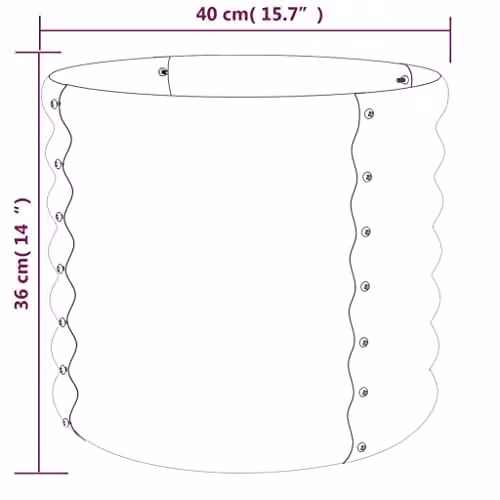 vidaXL Grey Steel Round Garden Planter Tub, W/D/H: 40 x 40 x 36 cm – 3