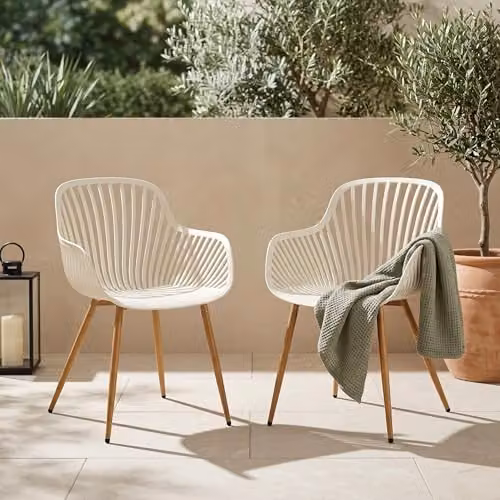 Core Products 3-Piece Bistro Garden Set with Two Sunray Armchairs and Round Metal Table – 3