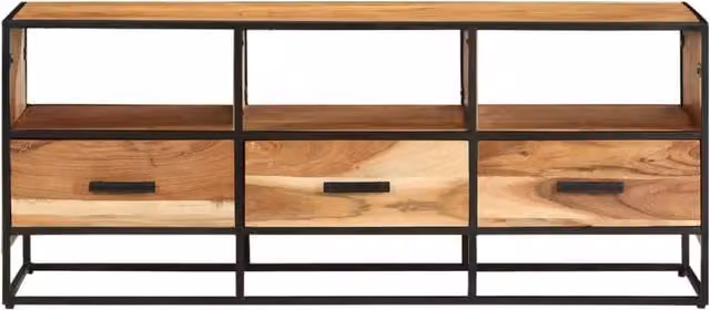 Berkfield Home Industrial TV Cabinet in Brown Solid Acacia Wood, W/D/H: 110 x 30 x 45 cm – 1