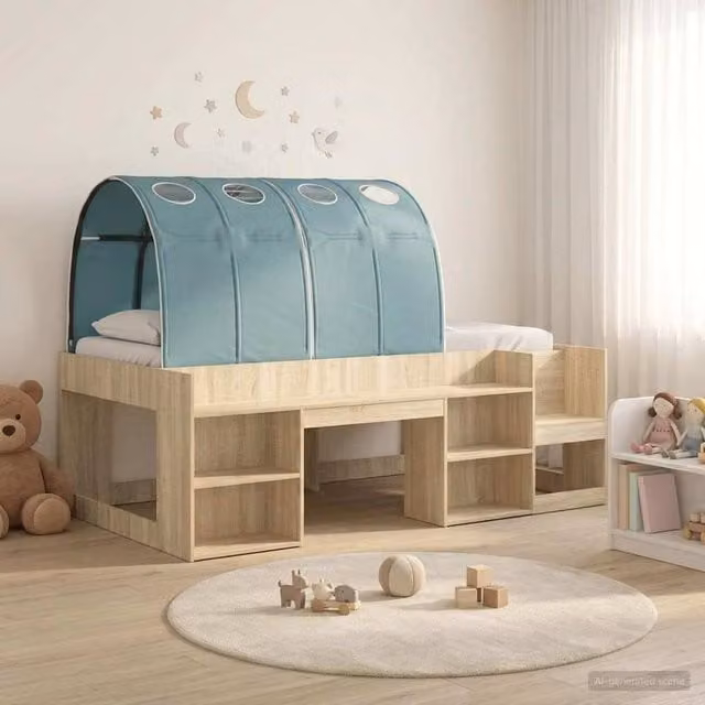 Berkfield Home Kids High Bed Frame with Storage and Stairs in Brown Engineered Wood – 1