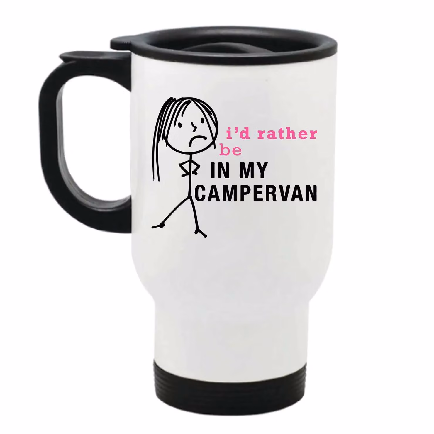60 Second Makeover Women's I'd Rather Be In My Campervan Metal Travel Mug in White – 2