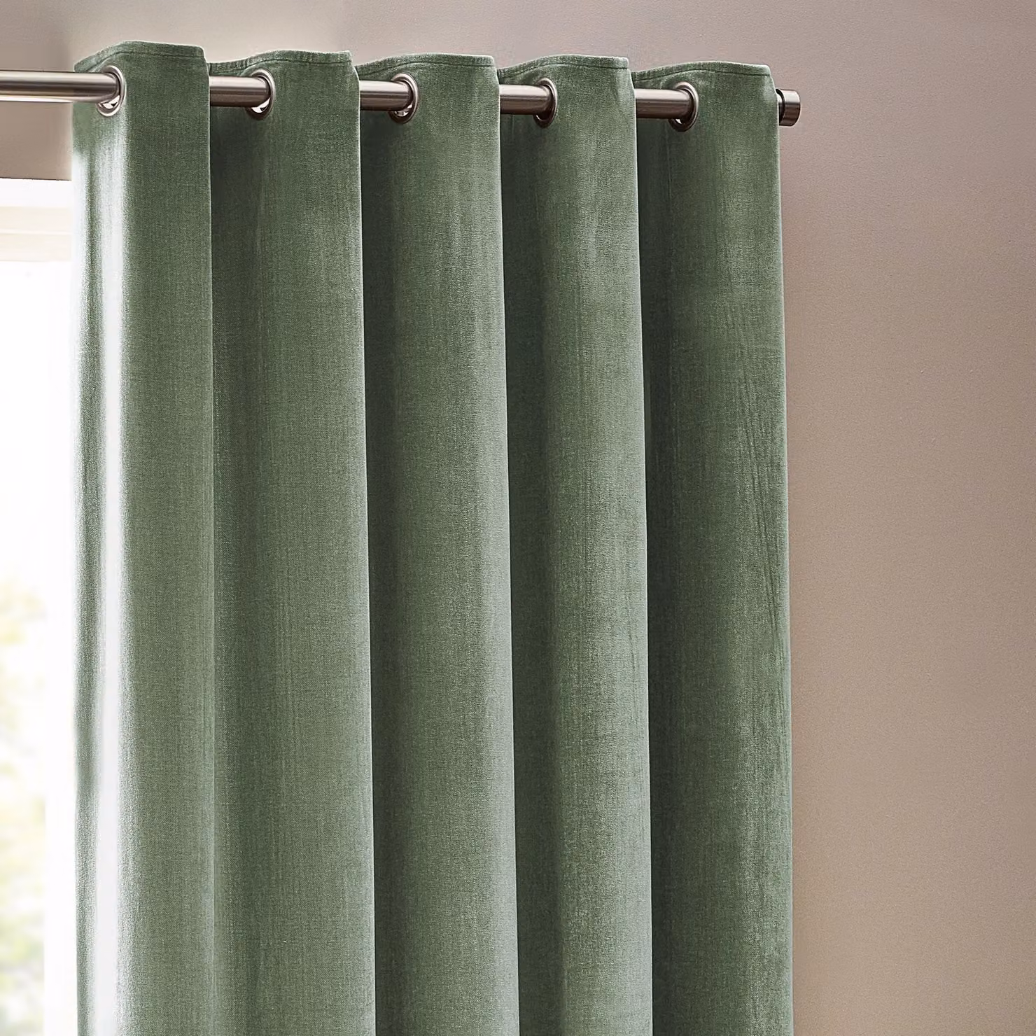 Yard Heavy Chenille Velvet Room Darkening Eyelet Curtains in Green, Width: 229 cm, Drop: 137 cm – 2
