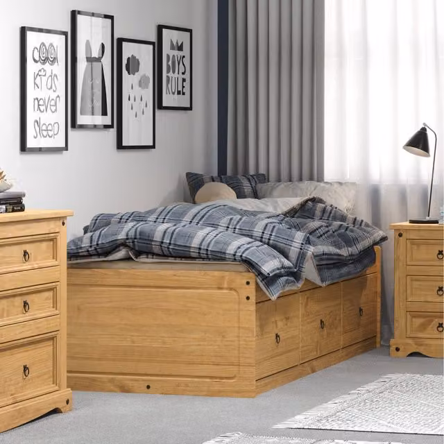 Core Products Corona Rustic Waxed Pine Single Cabin Bed with Drawers in Brown, W/D/H: 90 x 190 x 91.44 cm – 1