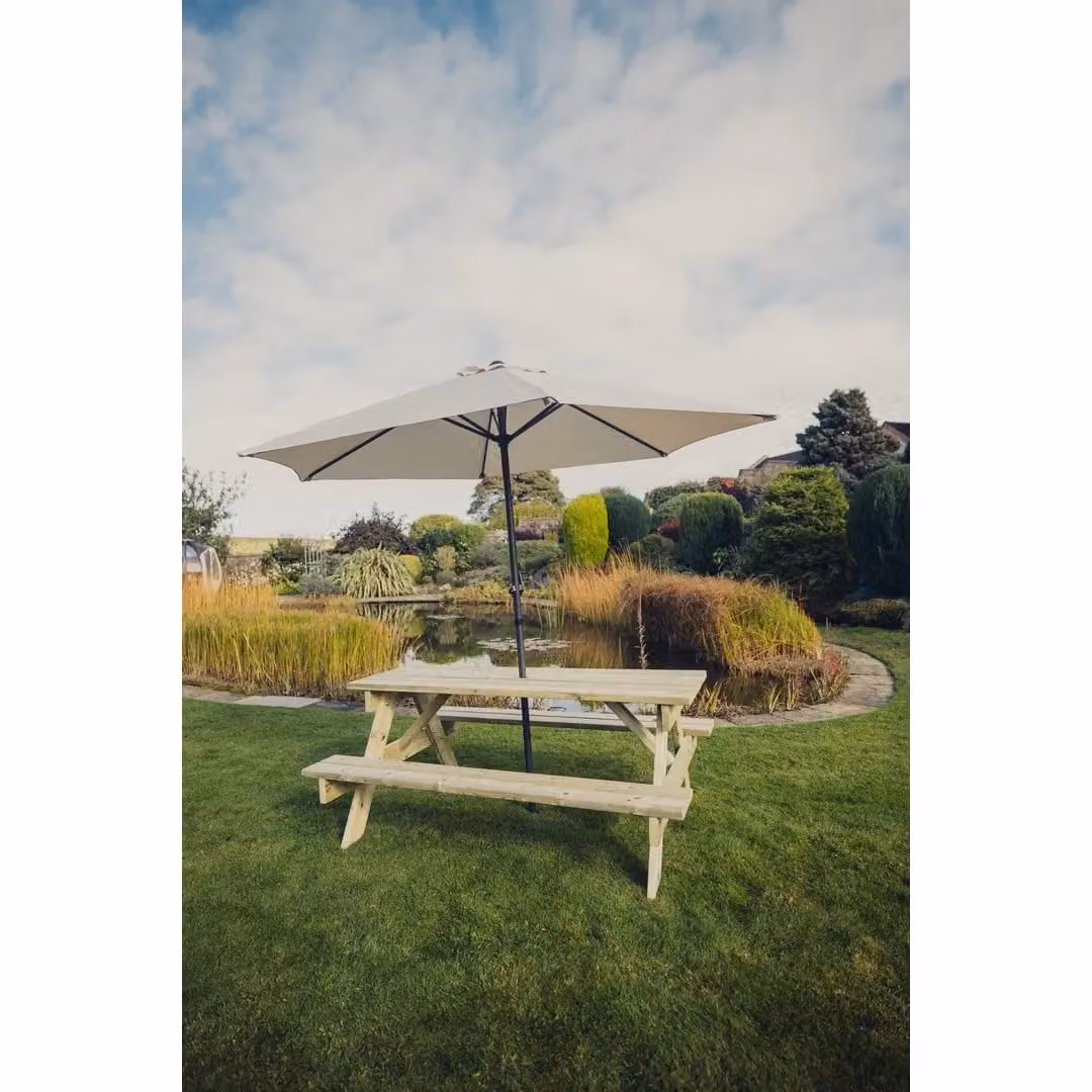 Churnet Valley Garden Furniture Ltd Classic Wood Picnic Table in Brown, W: 143.5 cm, D: 179.5 cm, H: 76 cm – 3