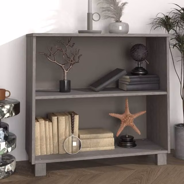 Berkfield Home Hamar Sideboard in Light Grey Solid Pine Wood, W: 85 cm, D: 35 cm, H: 80 cm