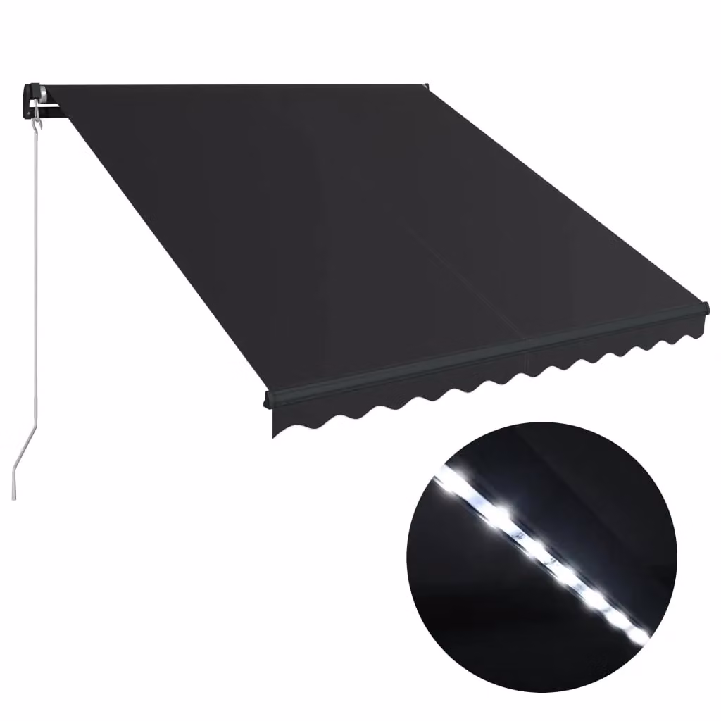 Berkfield Home Manual Retractable Awning with LED, Anthracite and Black, W: 350 cm, D: 250 cm – 2