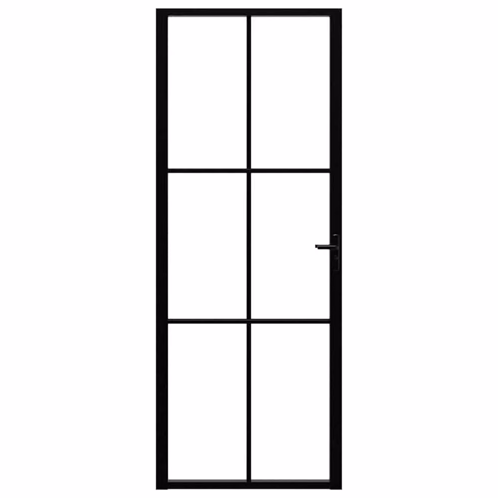 Berkfield Home Interior ESG Glass and Aluminium Door, Black, W: 76 cm, H: 201.5 cm – 3