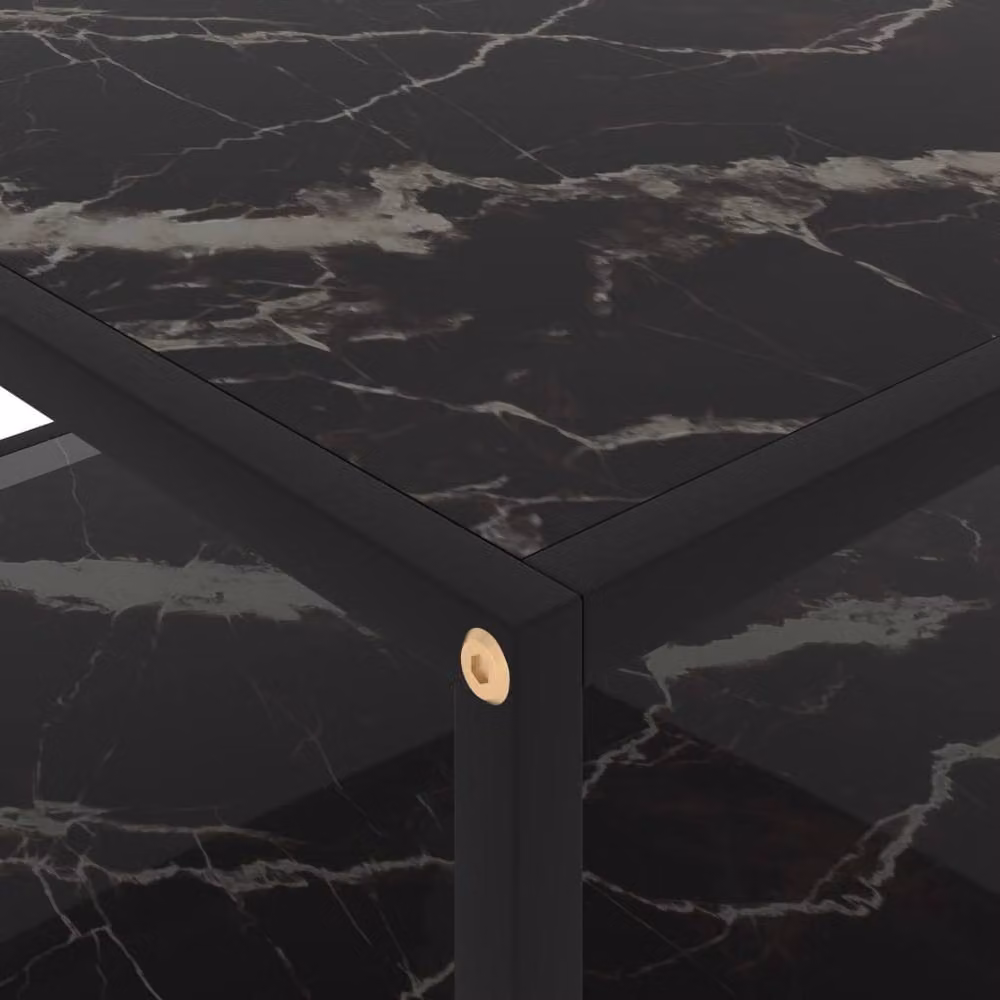 Berkfield Home Modern Black Square Coffee Table with Tempered Glass, W/D/H: 80 x 80 x 35 cm – 3