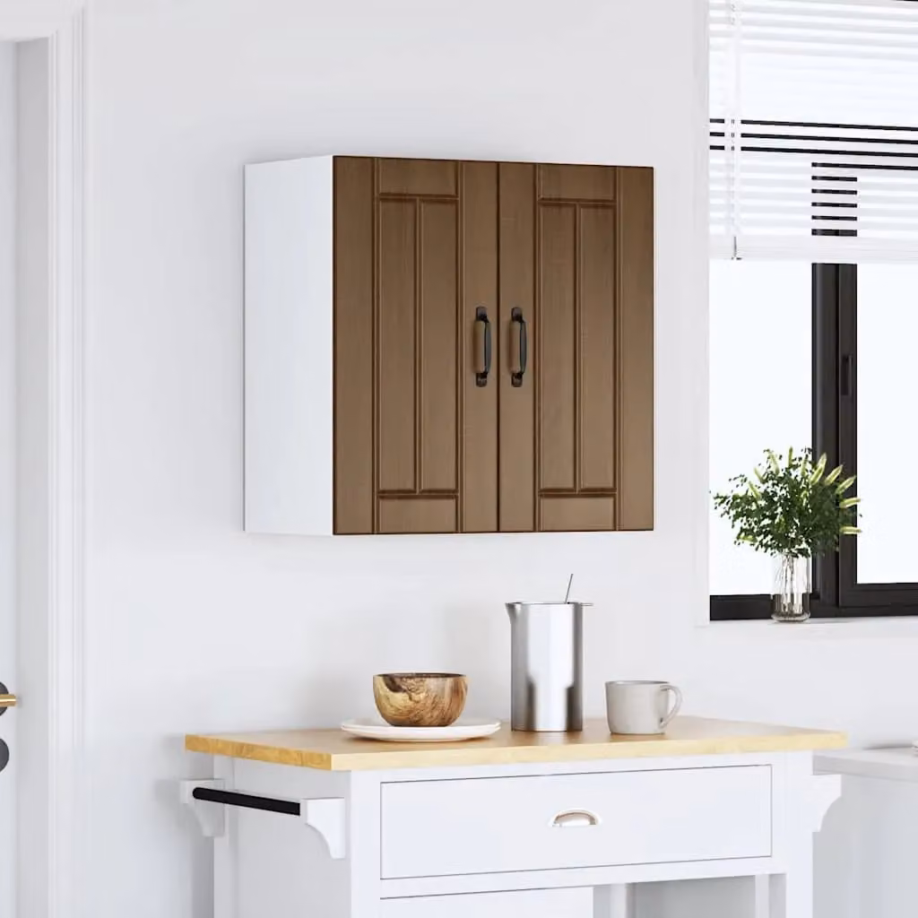 Berkfield Home Lucca Kitchen Wall Cabinet in Brown Oak with Glass Doors – 2