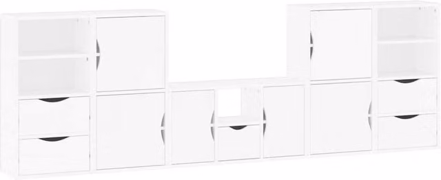 Berkfield Home ODDA 5 Piece White Solid Wood Pine TV Unit with Storage