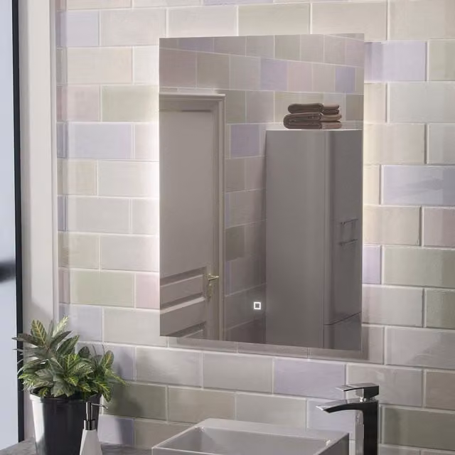 Nes Home Riley Large Illuminated Backlit LED Bathroom Mirror with Touch Switch in Silver, W/H: 70 x 50 cm