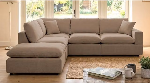 Artemis Home Cotleigh Reversible 5-Piece Modular L-Shape Corner Sofa in Brown Fabric